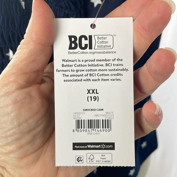 NWT No Boundaries Navy Blue Smocked Tank/Cami w/White Stars - Size XXL (19) Jr. - Picture 14 of 14